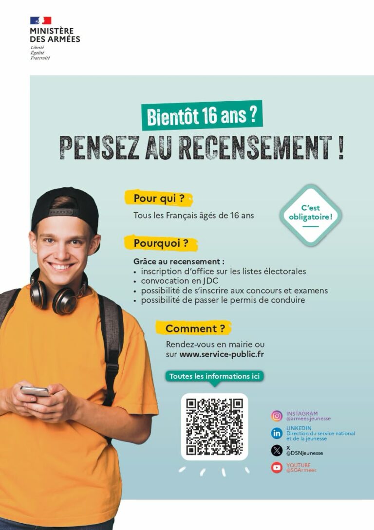 Bientôt 16 ans ? Pensez au recensement
